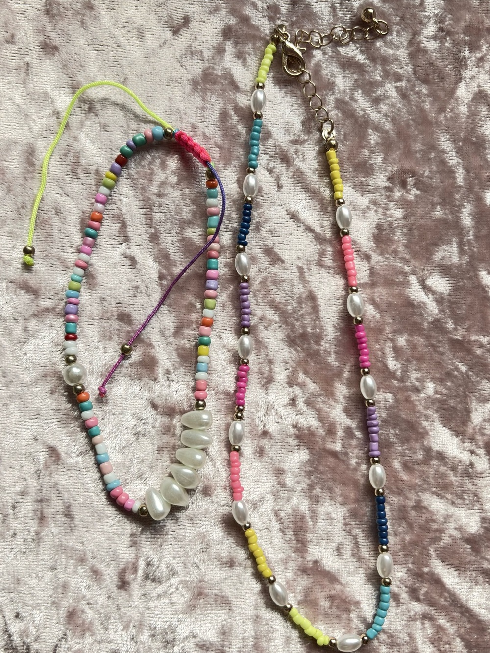 Multicolor Beaded Necklace with Pearl Accents